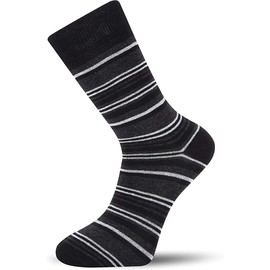 Cob Stallion- Multi-Stripe Men's Socks, Multicoloured Black Socks for Men, Multipack 6-11 UK- (12 Pack)