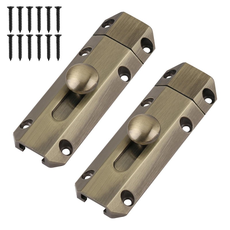 2 Pack Barrel Slide Door Bolts 4 Inch Heavy Gate