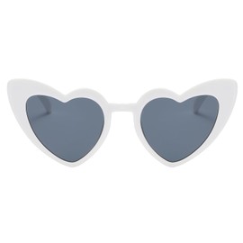 OWL Kids Heart Shaped Sunglasses, Girls Stylish Frames with Tinted and Clear Lenses, UV 400 Protection Polycarbonate Lens (White Smoke)