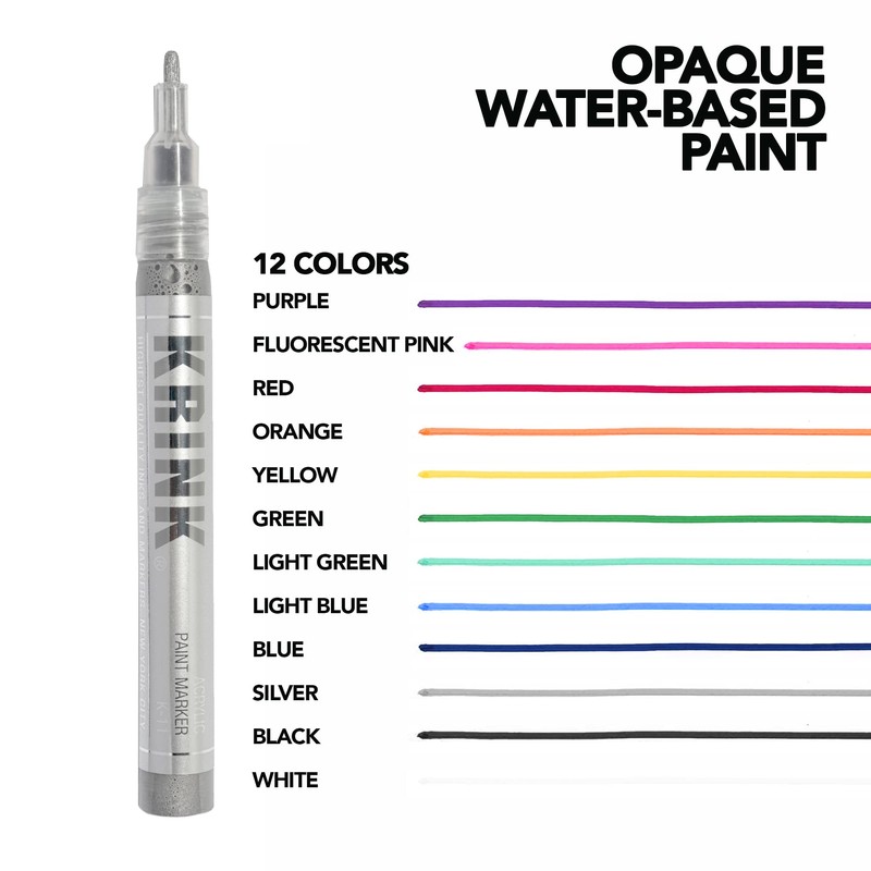 Krink K-11 Acrylic Paint Marker, Silver (K11SILVER)