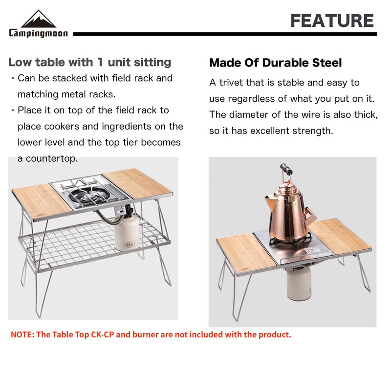 Campingmoon IGT Grill Table Stainless Steel w/Storage Bag w/o Removable