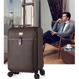 feilario 2Pcs Leather Business Spinner Wheel Luggage Waterproof Carry-On Suitcase with TSA Lock - Capacity 36-55L