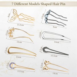 French Hair Pins for Women, 8 PCS Vintage Metal French Twist Hair Pin