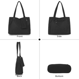 LassZone Women Tote Bag Waterproof Shoulder Bag Ladies Nylon Purse Satchel Foldable Handbags Multi Pocket Crossbody Bag for Work Business School College Travel