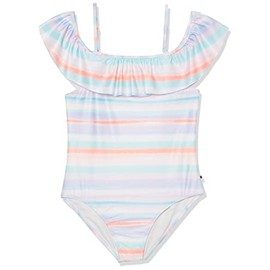 Lucky Brand Girls' One-Piece and Two-Piece Bikini Swimsuits with UPF 50+ Sun Protection, Quick Drying Bathing Suit, Blue Tint, 8-10