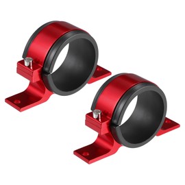 Motoforti Universal Fuel Filter Mounting Bracket, Car Oil Gas Fuel Fuel Pump Clamp Holder, 60mm ID, Aluminum Alloy, Red, 2pcs