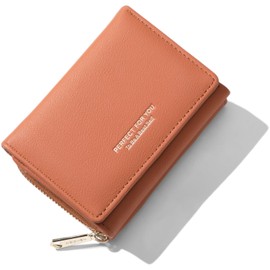 Smomo Women's Mini Wallet, Trifold Wallet, Small Wallet, Compact Wallet, Large Capacity, Button Type, Coin Purse, Card Case, For Work or School Commutes, Lightweight, Compact, orange