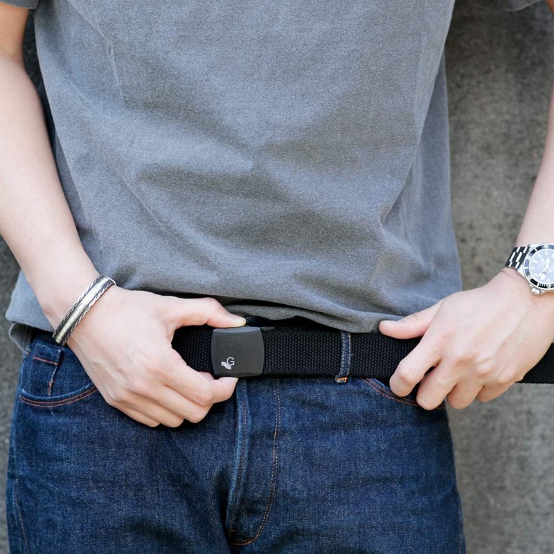 Gebert YKK Black Buckle Stretch Belt, Made in Japan, 3
