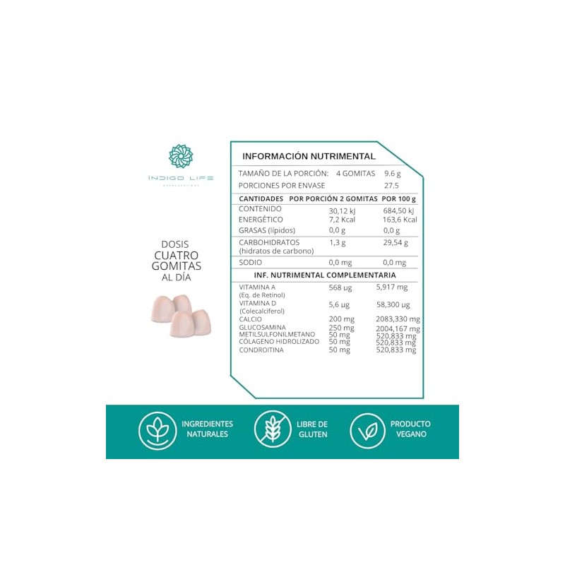 Gomitas Glucosamina, MSM, Colageno, Vitaminas A, D y Calcio 242