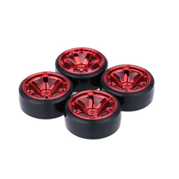 GoolRC 4PCS/Set 1/10 Drift Car Tires Hard Tyre Replacement for Traxxas HSP Tamiya HPI Kyosho On-Road Drifting Car (Red)
