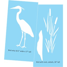 Stencils by Joanie Great Blue Heron Stencil Wetland Marsh Cattails DIY Art Signs (18")