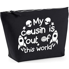 Hippowarehouse My Cousin Is Out Of This World printed make up cosmetic wash bag 18x19x9cm