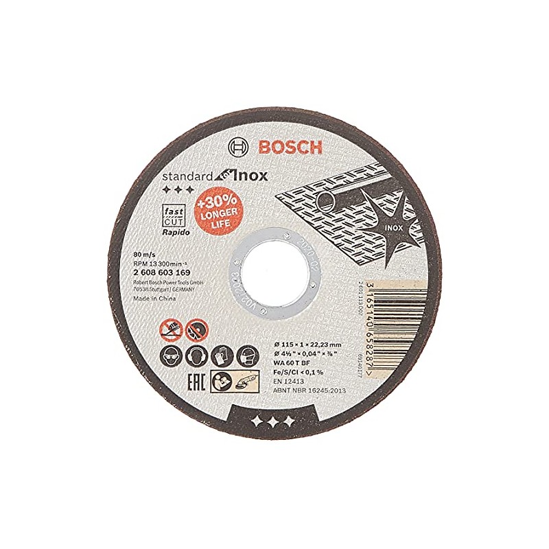 Bosch Professional 2608603169 Standard Inox Metal Cutting Disc, 115mm x