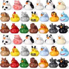 Soulchen 100 Pcs Mini Resin Animals Ducks Tiny Resin Animals Figures Cow Elephant Cats Frog Bee Penguins Small Little Ducks Miniature Gift Decor for Craft Garden Landscape Ornament Potted Decorations