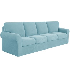 subrtex 9 Pieces Stretch Oversize Sofa Slipcover,Couch Cover for 4 Cushion Washable Sofa Cover with Individual Backrest Cushion Covers for Living Room(X-Large,Steel Blue)