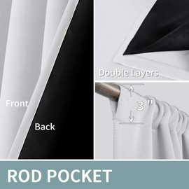 BGment Thermal Insulated 100% Blackout Curtains for Bedroom with Black Liner, Double Layer Full Room Darkening Noise Reducing Rod Pocket Curtain ( 52 x 54 Inch, Greyish White, 2 Panels )