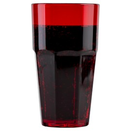 G.E.T. 9916-1-R-EC Heavy-Duty Shatterproof Faceted Plastic Tumbler, 16 Ounce, Red (Set of 4)