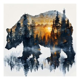 Bear Diamond Painting Kits for Adults Beginners 5D DIY Bear Diamond Art Kits Round Full Drill Gem Art for Home Wall Decor Gift 14x14inch
