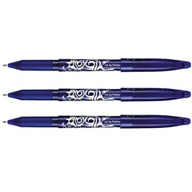 Pilot Frixion Erasable Rollerball Pen - 0.7mm Tip - Pack of 3 - Blue