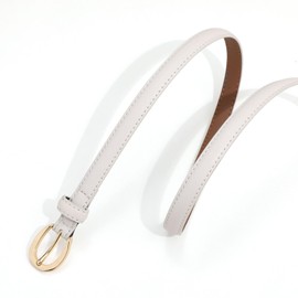 YooAi Leather Belts for Women Skinny Thin Waist Belts for Jeans Pants Dresses White 105 M