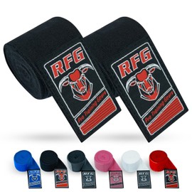RFG Gears Kids Boxing Hand Wraps - Gel Padded Inner Gloves with Wrist Support - Easy Wraps for Junior Fighters and Youth Combat Sports Gear (Black, 2.5 meters)
