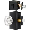 Glass Door Knobs with Deadbolt,Matte Black Single Cylinder Deadbolt and