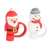 10Pcs Christmas Straw Covers Caps Cartoon Soft Silicone Christmas Straw