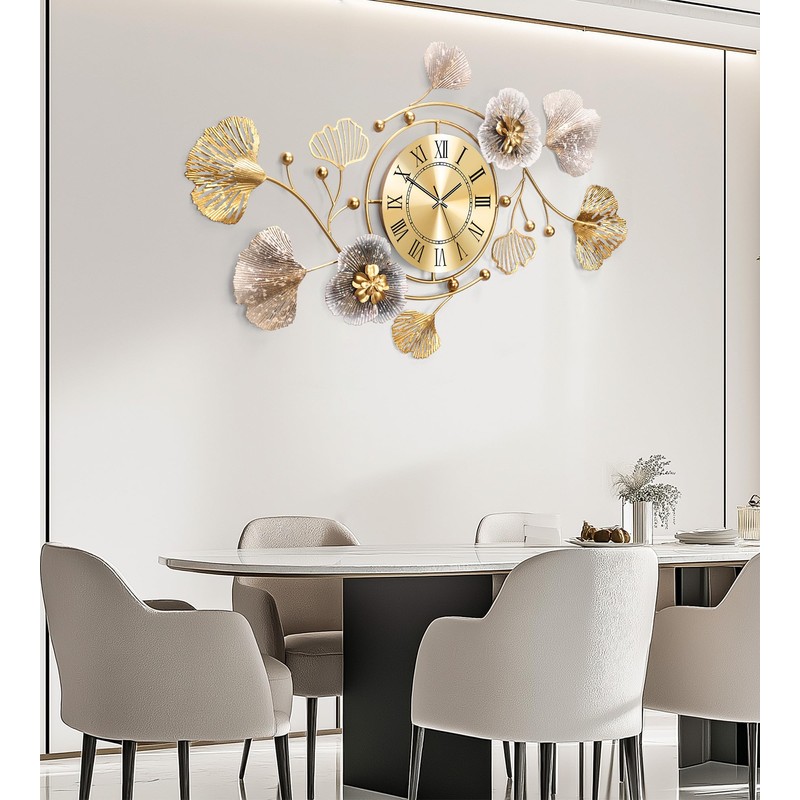JXQXYN Clocks for Living Room, Large Wall Clock, 3D Silent
