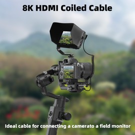 RIIEYOCA 8K 90 Degree HDMI to HDMI Coiled Cable, Right Angle Short 48Gbps High Speed HDMI2.1 Support HDR, 8K@60Hz, 4K@120Hz, Compatible with Camcorders, Monitors (Right)