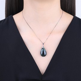 COAI Women's 925s Necklace with Angel Tear Pendant, Silver Seraphinite Silver, Seraphinite