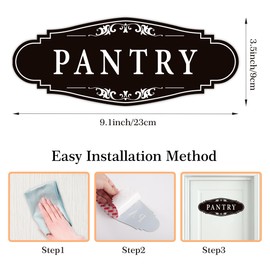 Pantry Door Sign Sticker for Kitchen, Self-adhesive Farmhouse Pantry Decor for Home，Waterproof Vinyl Food Storage Decals for House Area, Glass/Wooden Door, Restaurant （Black）
