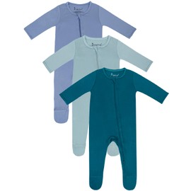 Jimonda Baby Romper Boys Girls Pajamas 2-Way Zipper Footies Unisex Zip-Up Sleepers Sleep and Play 0-24 Months (Pack of 3)