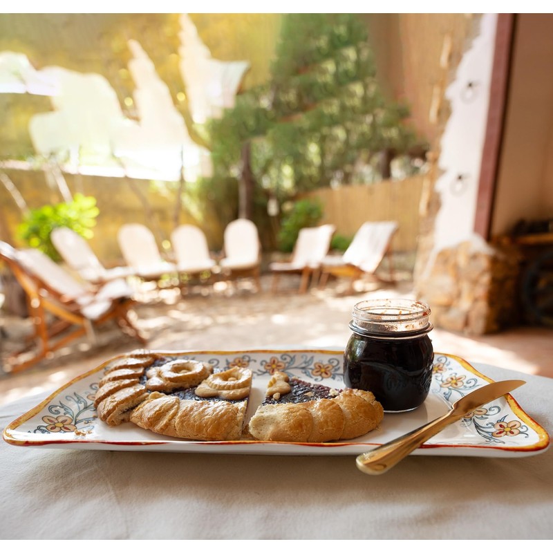 Euro Ceramica Duomo Collection Italian-Inspired 16.8" Rectuangular Ceramic Serving Tray