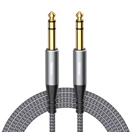 tisino 1/4" TRS Cable-1/4 Male to 1/4 Male Audio Cable Balanced Stereo Audio Cable, Nylon Braid-Pro Interconnect and Guitar Cable Audio Cable for Studio Monitors,Mixer,Speaker-6.6 Feet