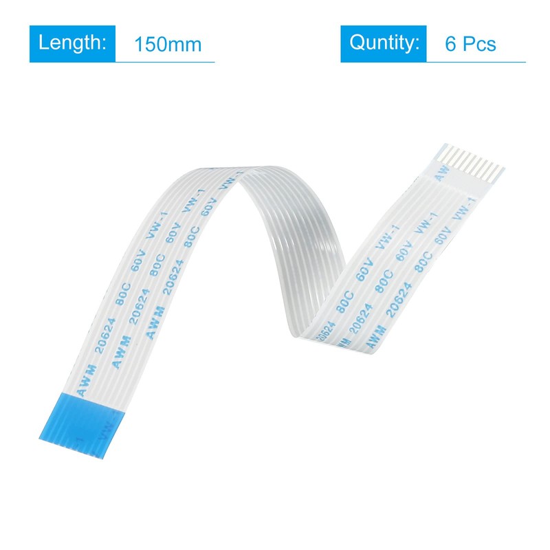 sourcing map Flat Cable 10 Pins 1.0 mm 150 mm