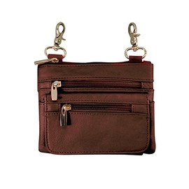 Roma Leathers Motorcyclist Fanny Pack - Four Main Compartments, Shoulder Strap - Brown