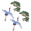 FINGERINSPIRE Pack of 4 Pine Tree Embroidery Patches Manchur's Crane