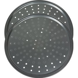 Set of 2 Carbon Steel Non-Stick Pizza Crisper Trays