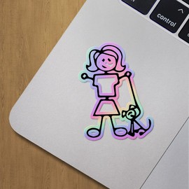 Holographic Decal Stickers of Stick Family Girl with Dog Premium Waterproof Vinyl Decal Stickers for Laptop Phone Accessory Helmet Car Window Mug Tuber Cup Door Wall Decoration ANDVER352400aHO