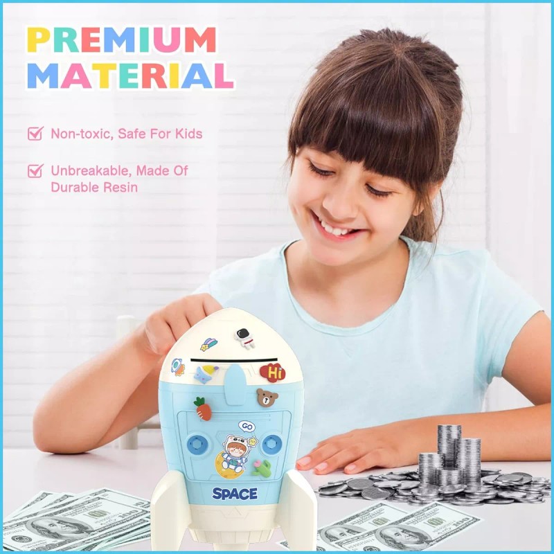 XS Alcancia De Rocket Niño Caja Fuerte Para Monedas Billetes