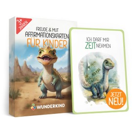 Wunderkind 50 Affirmation Cards for Children, Dinosaur Edition, from 3 Years to Strengthen Self-Confidence, Courage Cards for Children with Positive Affirmations, Strengthen Self-Confidence
