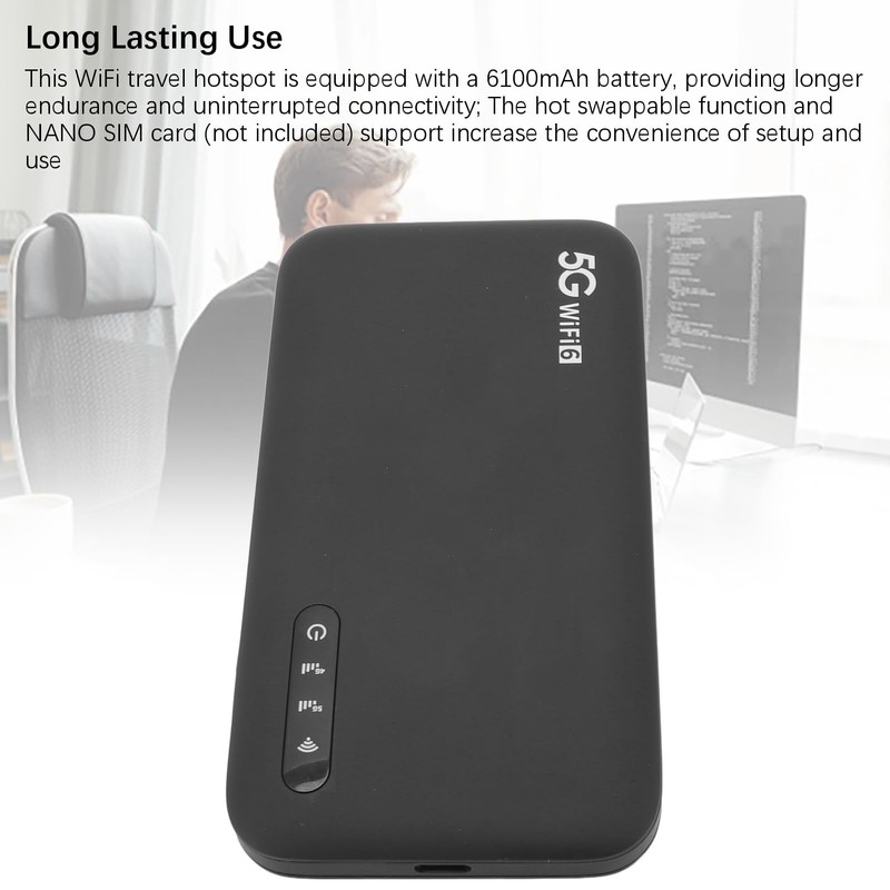 Jectse 5G Mobile Hotspot, WiFi 6 Pocket WiFi with Sim
