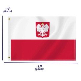2×3 FT poland Flag, 60×90 CM Medium 100D Poles Outdoor Banner,Tiny Doube Side Printing Decor For Patio Garden With Brass Gromment