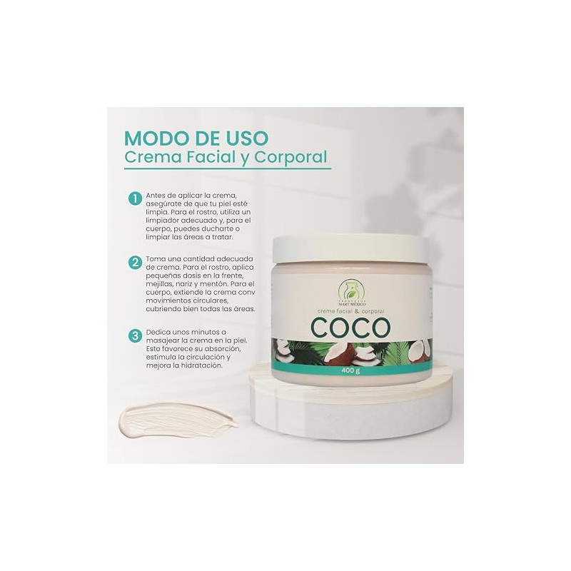 Crema Corporal De Coco Piel Suave Productos Mart Mexico 400g