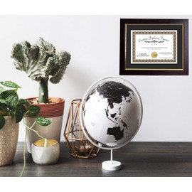 Creative Picture Frames 11" x 14" Matted Mahogany Diploma Frame Gold Lip with Black/White Core Mat Holds 8.5x11-inch Media, with Installed Hangers