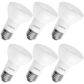 6-Pack BR20 LED Bulb, Luxrite, 45W Equivalent, 3500K Natural White, Dimmable, 460 Lumens, R20 LED Flood Light Bulb, 6.5W, E26 Medium Base, Damp Rated, Indoor/Outdoor - Recessed and Track Lighting