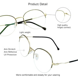 VisionGlobal Blue Light Blocking Glasses for Women/Men, Anti Eyestrain, Computer Reading, TV Glasses, Stylish Oval Frame, Anti Glare (Gold Black, No Magnification)