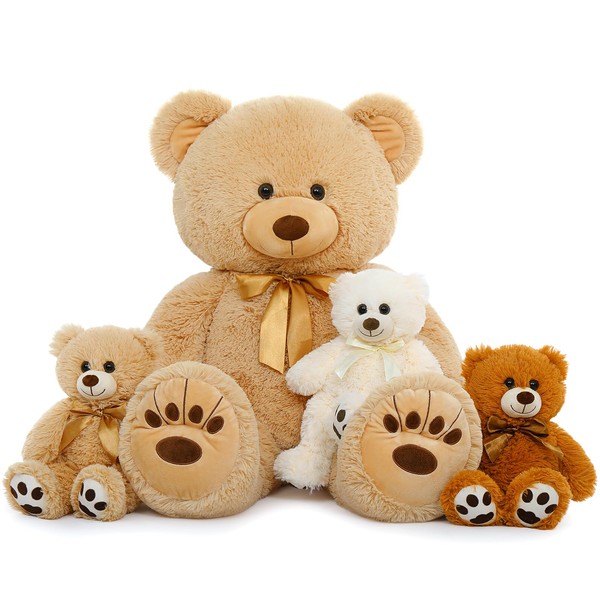 MorisMos Giant Teddy Bear Stuffed Animal with Babies,Big Mommy Bear with 3 Baby Bear Plush Toys,4 Pack Stuffed Bears Baby Shower,Valentines, for Kids Women 35 inches