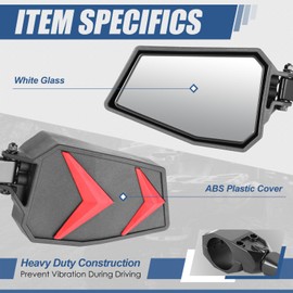 UTV Side Mirrors Convex Rear View Anti-Glare 360 Degrees Rotated Roll Cage Bar Mount Adjustment Handlebar Mount Universal for Polaris Can Am Kawasaki Arctic Cat Pioneer Yamaha UTVs (Custom Chevron)