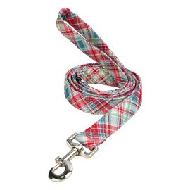 Tunkoo Red Green Plaid Dog Leash with Metal Buckle – Unmatched Quality in Small Medium Large Sizes for Pet Daily Walking, L